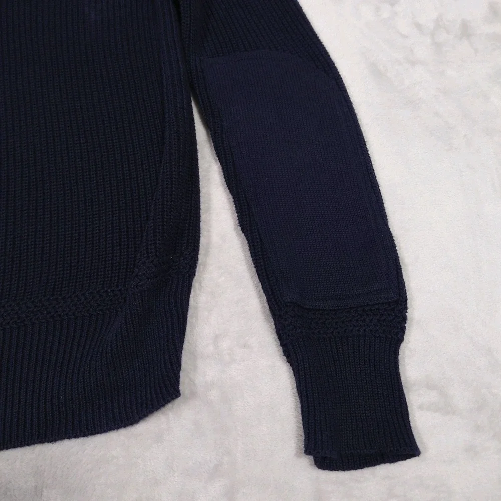 Polo Ralph Lauren Shawl Collar Fisherman Sweater Mens S Navy Blue Knit Cotton RL